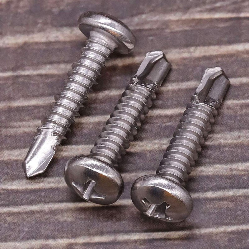 EASTLO #6 x 1/2"" Pan Head Self Drilling Screws  Phillips Drive  410 Stainless Steel Sheet Metal Screws Self Tapping  Dovetail  Pack of 100 - Image 2
